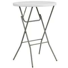 Emma and Oliver 2.6-Foot Round Plastic Bar Height Folding Table Granite White