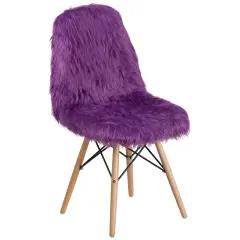 Emma and Oliver Shaggy Dog Fur Accent Chair Purple