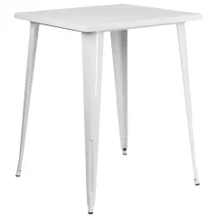 Merrick Lane Rothko Patio Dining Table with Metal Frame and Square Top White