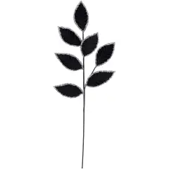 Northlight 26" Black and Silver Sequin Leaves Christmas Spray