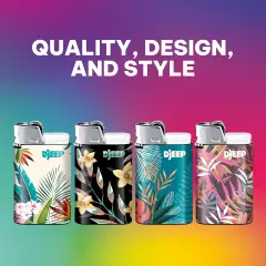 DJEEP Vibrant Collection, High-Quality Fancy Lighters with Unique Designs, 4-Pack