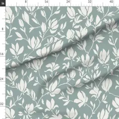 Various Fabrics by the Yard or Fat Quarter Modern Floral Large Scale Sage Green Elegant Custom Printed Fabric by Spoonflower