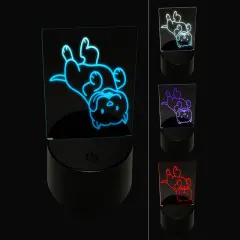Pit Bull Laying on Back Dog 3D Illusion LED Night Light Sign Nightstand Desk Lamp