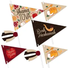 Big Dot of Happiness Rosh Hashanah - Triangle Jewish New Year Party Photo Props - Pennant Flag Centerpieces - Set of 20