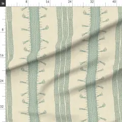 Various Fabrics by the Yard or Fat Quarter Block Print Stripes Elegant Pale Pastel Green Cream Large Custom Printed Fabric by Spoonflower