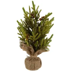 Northlight Mini Pine with Berries Artificial Christmas Tree in Burlap Base - 12" - Unlit Green