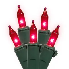 100 Pink Lights Green Wire 46ft. Christmas Set