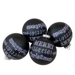 Northlight Merry Little Christmas Glass Ball Ornaments - 2.5" (65mm) - Black - 4ct