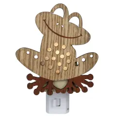 Roman 6" Wooden LED Smiling Frog Night Light Brown