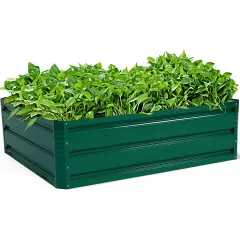 Costway 40x32 Inch Patio Raised Garden Bed Vegetable Flower Plant Dark Green New