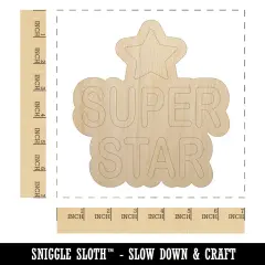 Super Star Fun Text Teacher School Unfinished Wood Shape Piece Cutout for DIY Craft Projects