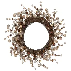 Northlight Burgundy and Silver Ball Christmas Ornament Twig Wreath, 20-Inch, Unlit Red
