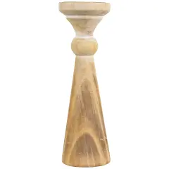 Northlight Two Tone Wooden Pedestal Pillar Candle Holder - 12" Brown