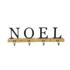 Northlight Metal Lettered "NOEL" Christmas Wooden Stocking Holders - 6" - Set of 4 Brown