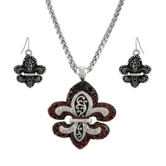 Fleur de Lis Necklace and Dangling Earrings Set