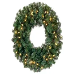 Allstate Pre-Lit Deluxe Windsor Pine Artificial Christmas Wreath - 12" - Clear Lights Green