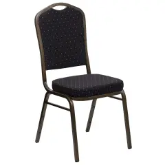 Emma and Oliver Crown Back Stacking Banquet Dining Chair BlackFab/GoldVein