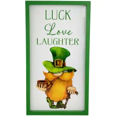 Northlight Luck Love Laughter St. Patricks Day Framed Wall Sign - 18" Green