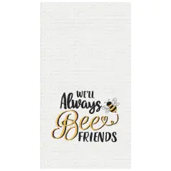 Always Bee Friends Embroidered Waffle Weave Cotton Kitchen Towel