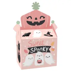Big Dot of Happiness Pastel Halloween - Treat Box Party Favors - Pink Pumpkin Party Goodie Gable Boxes - Set of 12