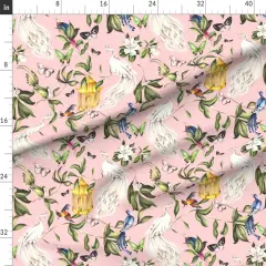 Various Fabrics by the Yard or Fat Quarter Chinoiserie Maximalist Peacock Botanical Birdcage Nature Birds Whimsical Custom Printed Fabric by Spoonflower