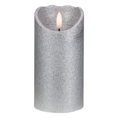 Northlight Lighted LED Flameless Flickering Pillar Christmas Candle - 6" - Silver