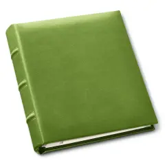 Gallery Leather Travel Photo Album Holds 4x6 Photos, 3 Ring Binder, 50 Pages for 50 Photos, Fillable, Handcrafted &ndash; 6.5&rdquo; x 5.5&rdquo; Acadia Lime
