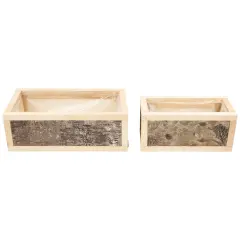 Northlight Rustic Wooden Storage Boxes- 15.5" - Set of 2 Beige