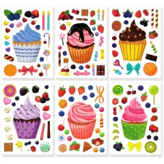 Wrapables Make Your Own Sticker Sheets, DIY Make a Face Animal, Food, Party Favor Stickers (24 Sheets) Cupcakes