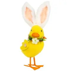Northlight Duckling with Rabbit Ears Easter Figurine - 10" - Yellow