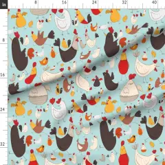 Various Fabrics by the Yard or Fat Quarter Animal Whimsical Illustrative Chicken Custom Printed Fabric by Spoonflower