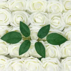 Wrapables Artificial Rose Flower, Real Touch Flowers for DIY Wedding Bouquets and Centerpieces Ivory