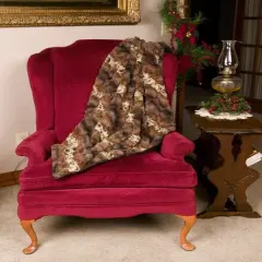 The Hen House Brown and Beige Majestic Animal Print Throw Blanket 50" x 58"