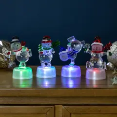 Northlight LED Lighted Color Changing Snowmen Acrylic Christmas Decorations - 4.25" - Set of 4 Clear