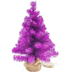 Northlight Pine Christmas Tree in Natural Jute Base - 18" - Boysenberry Purple- Unlit