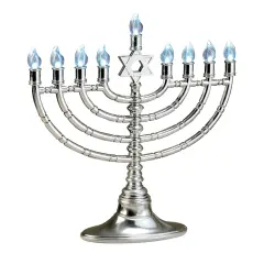 Rite Lite 11.5" Silver and Blue Traditional LED Electric Hanukkah Menorah