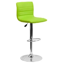 Emma and Oliver Coti Modern Channel Tufted Upholstered Height Adjustable Mid-Back Stool and Pedestal Base with Footrest Green