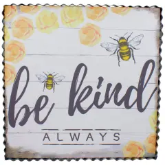 Northlight Metal Framed "Be Kind Always" Bumble Bee Decorative Canvas Wall Art 12" White