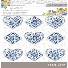 K&Company Antique Garden Tile Hearts 9/Pkg