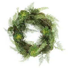 Melrose Hen and Chicks Artificial Succulent Plant Wreath, Green 22-Inch