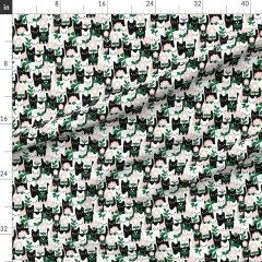 Various Fabrics by the Yard or Fat Quarter Whimsical Cats Black And White Flowers Garden Kitten Cute Folk Art Dollhouse Small Scale Leaves Cat Faces Playful Kittens Abstract Custom Printed Fabric by Spoonflower