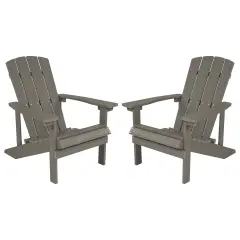 Merrick Lane Set of 2 Riviera Adirondack Patio Chairs With Vertical Lattice Back And Weather Resistant Frame Gray