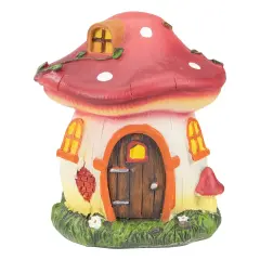 Northlight 6.25" Red Mushroom House Outdoor Garden Statue