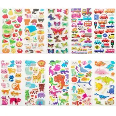 Wrapables 3D Puffy Stickers Bubble Stickers for Crafts & Scrapbooking 10 Sheets Random