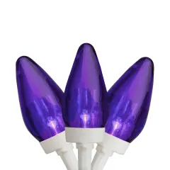 Northlight 25 Count Purple LED C7 Christmas Lights, 16 ft White Wire