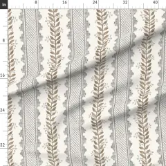 Various Fabrics by the Yard or Fat Quarter Boho Granny Chic Grey Beige Kitsch Floral Directional Lattice Stripes Large Scale Custom Printed Fabric by Spoonflower