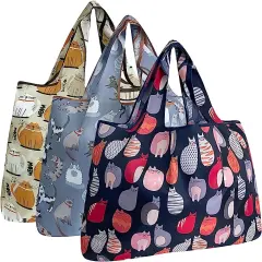 Wrapables Large Foldable Tote Nylon Reusable Grocery Bags, 3 Pack Purrr-fect Kitties