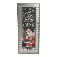 Melrose 31.5&rdquo; Red and Black &ldquo;Have a Holly Jolly Christmas&rdquo; Decorative Santa Wall Plaque