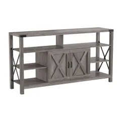 Merrick Lane Green River Media Console with Open and Closed Storage Gray Wash