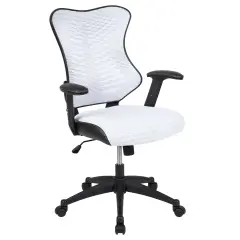 Emma and Oliver High Back Designer Mesh Executive Ergonomic Office Chair w/ Adjustable Arms White Mesh